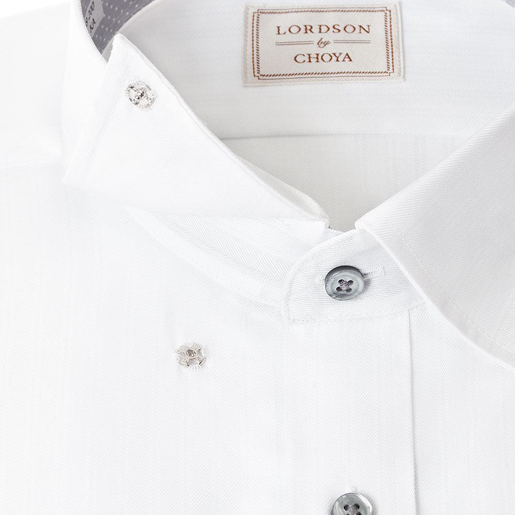 LORDSON by CHOYA 長袖 ワイシャツ メンズ 形態安定加工 白ドビー
