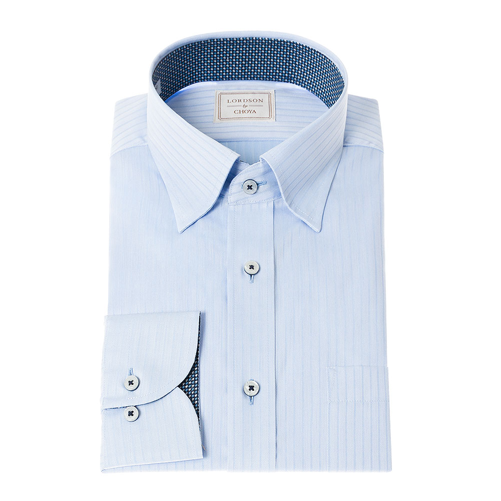 LORDSON by CHOYA 長袖 ワイシャツ メンズ 形態安定加工 ドビーストライプ ブルー 【COD718-250】 LORDSON 【爆買】LORDSON by CHOYA 長袖 ワイシャツ メンズ 形態安定