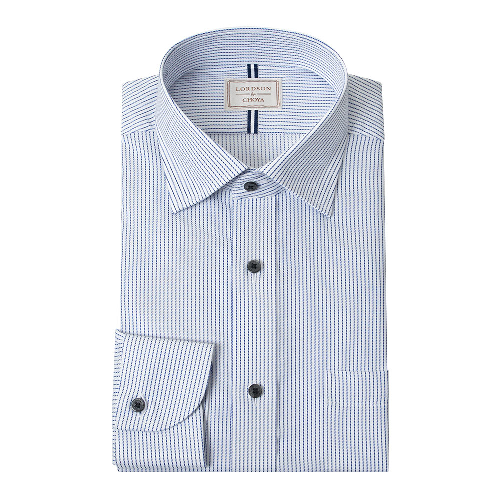 LORDSON by CHOYA 長袖 ワイシャツ メンズ 形態安定加工 紺 ネイビー ストライプ 【COD850-455】 LORDSON by CHOYA 長袖 ワイシャツ メンズ 形態安定加工 紺 ネイビー