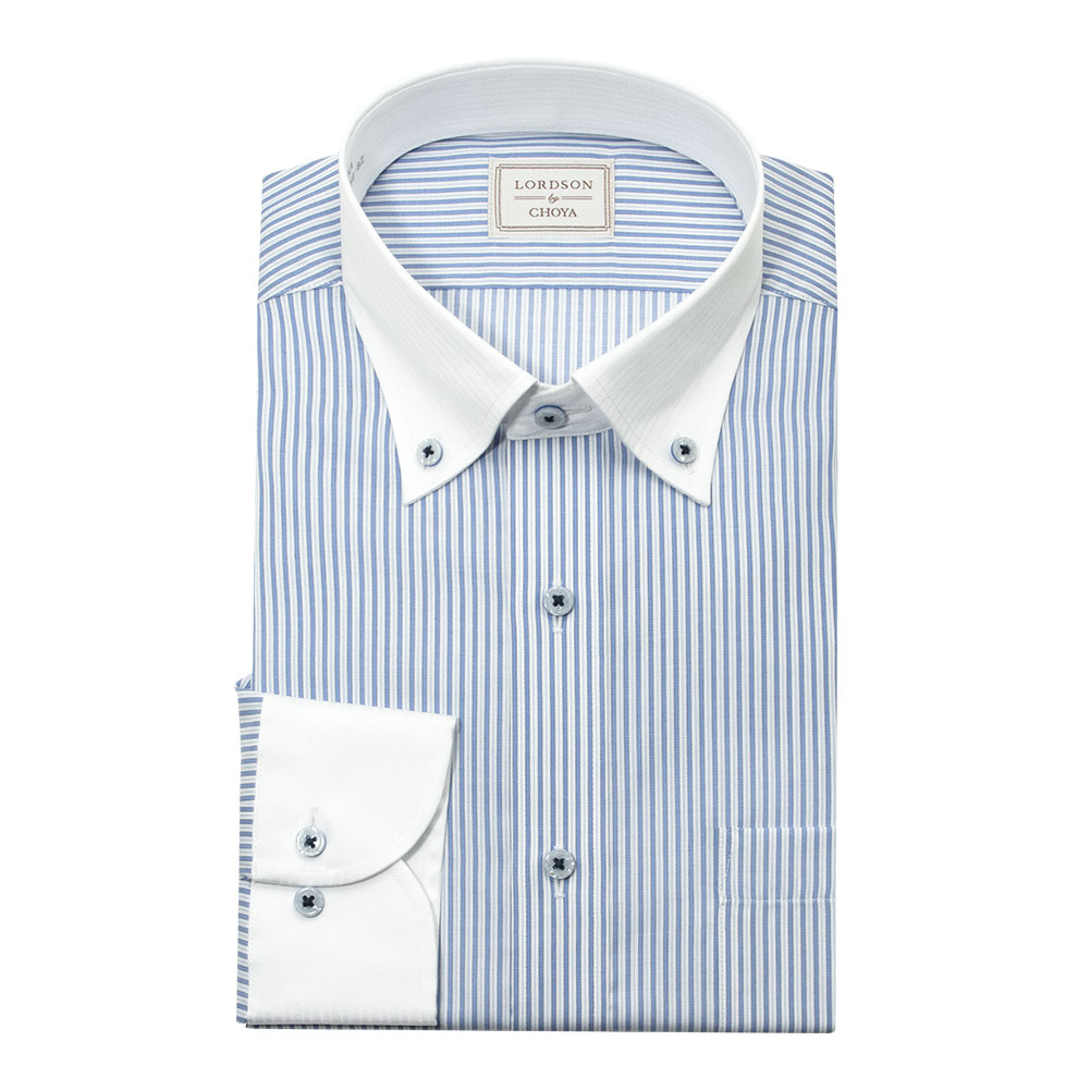 LORDSON by CHOYA ロードソン 長袖 ワイシャツ メンズ 形態安定加工 ブルー ストラ【COD932-450】 LORDSON by CHOYA ロードソン 長袖 ワイシャツ メンズ 形態安定加工