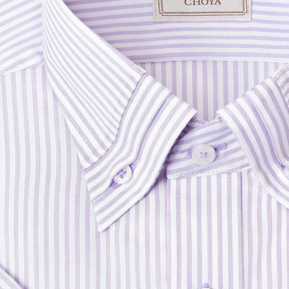 LORDSON by CHOYA 半袖 ワイシャツ メンズ 夏 形態安定加工 パープル ストライプ 【CON612-460】 LORDSON by CHOYA 半袖 ワイシャツ メンズ形態安定加工 パープル