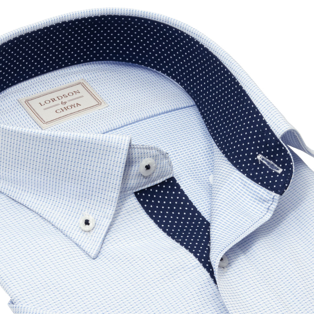 LORDSON by CHOYA 半袖 ワイシャツ メンズ 夏 形態安定加工 ブルー