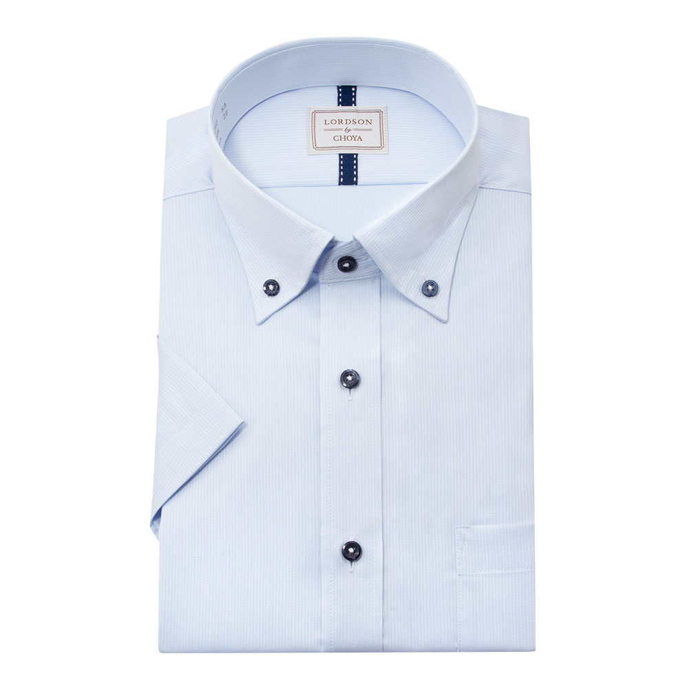 LORDSON by CHOYA 半袖 ワイシャツ メンズ 夏 形態安定加工 ブルー