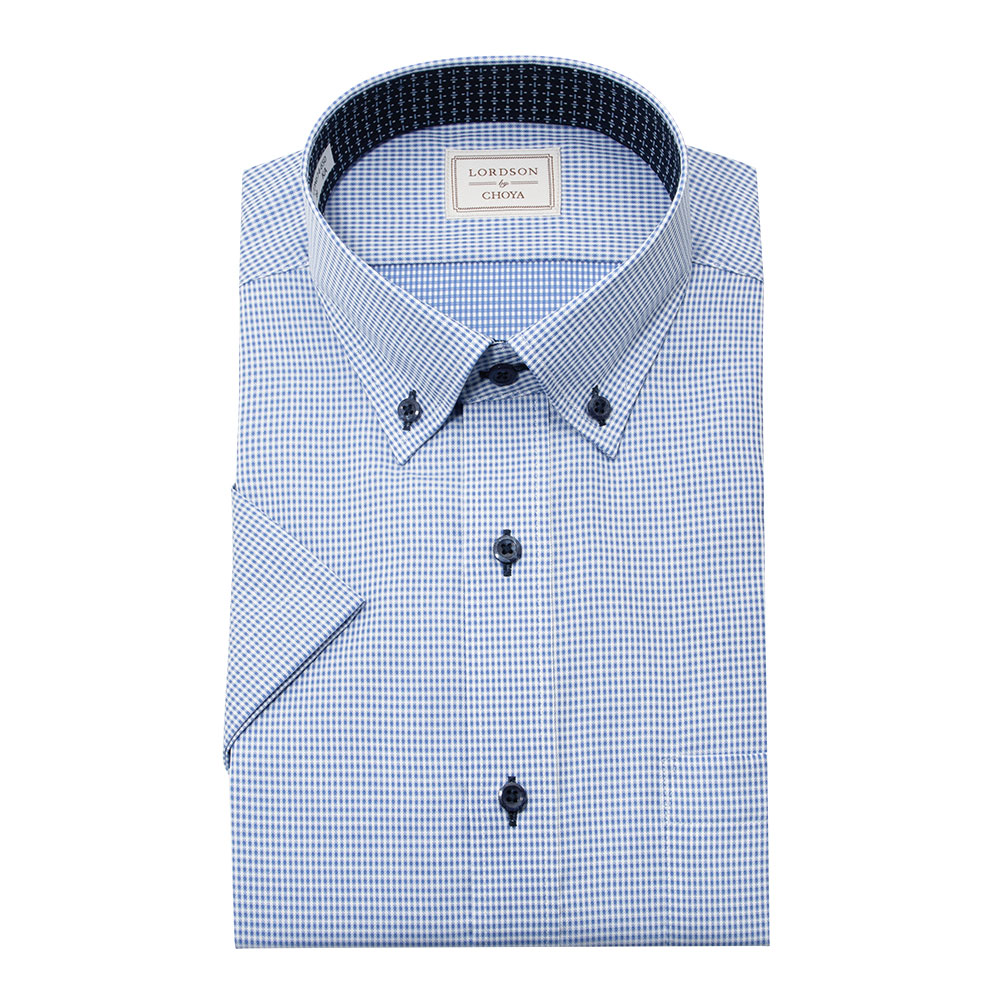 LORDSON by CHOYA 半袖 ワイシャツ メンズ 夏 形態安定加工 ブルー