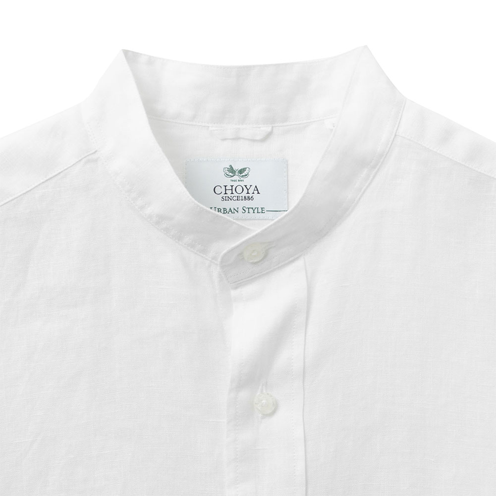 CHOYA URBAN STYLE カジュアルシャツ リネンシャツ スタンドカラー 白