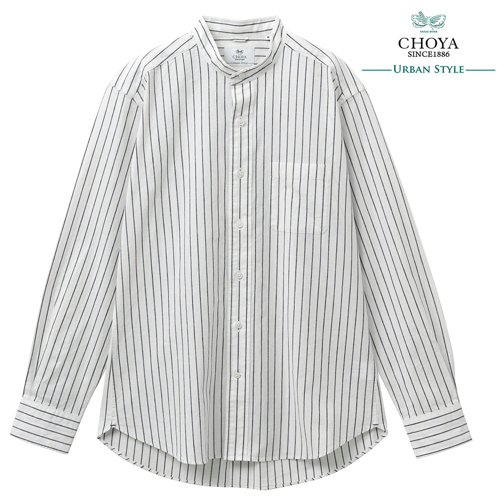 CHOYA URBAN STYLE カジュアルシャツ リネンシャツ スタンドカラー 白