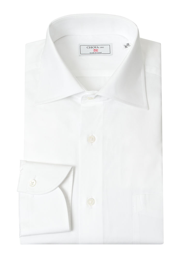 長袖 ワイシャツ メンズ  綿100% 日本製生地 日本縫製 春夏秋冬 ホワイト 白 無地 ワイドカ【CVD840-200】 CHOYA 1886 長袖 ワイシャツ メンズ 綿100% 日本製生地 日本縫製 春夏