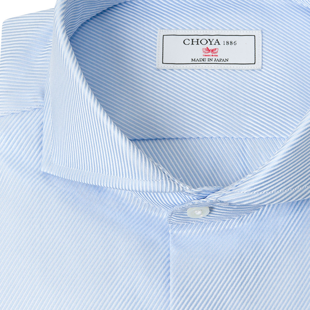 長袖 ワイシャツ メンズ  綿100% 日本製生地 日本縫製 春夏秋冬 ブルー 青 ツイル カッタウ【CVD841-250】 CHOYA 1886 長袖 ワイシャツ メンズ 綿100% 日本製生地 日本縫製 春夏