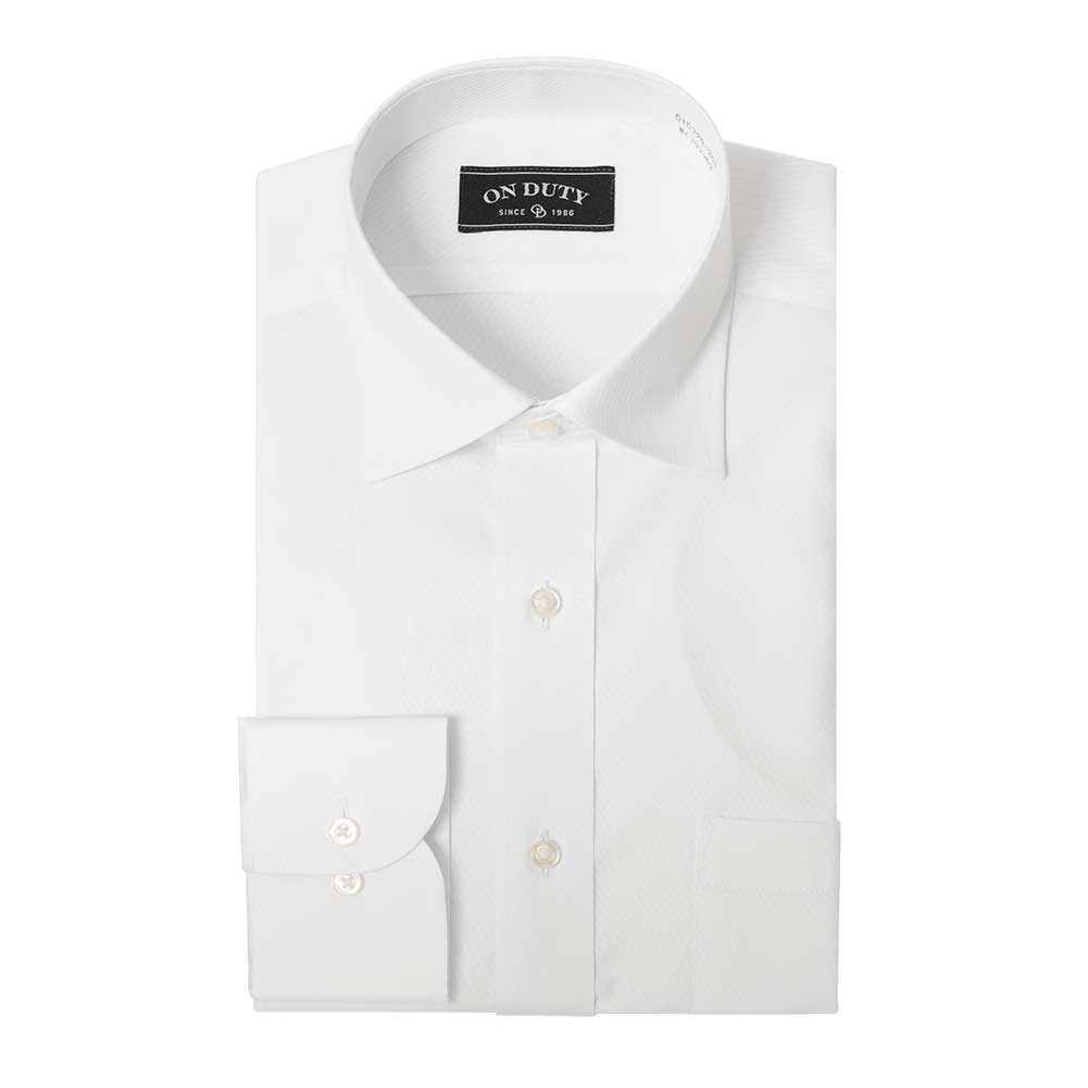 送料無料 ワイシャツ メンズ 長袖 形態安定 セミワイドカラー 白 ホワイト ドビーストライプ  ST_24FA｜ss1946