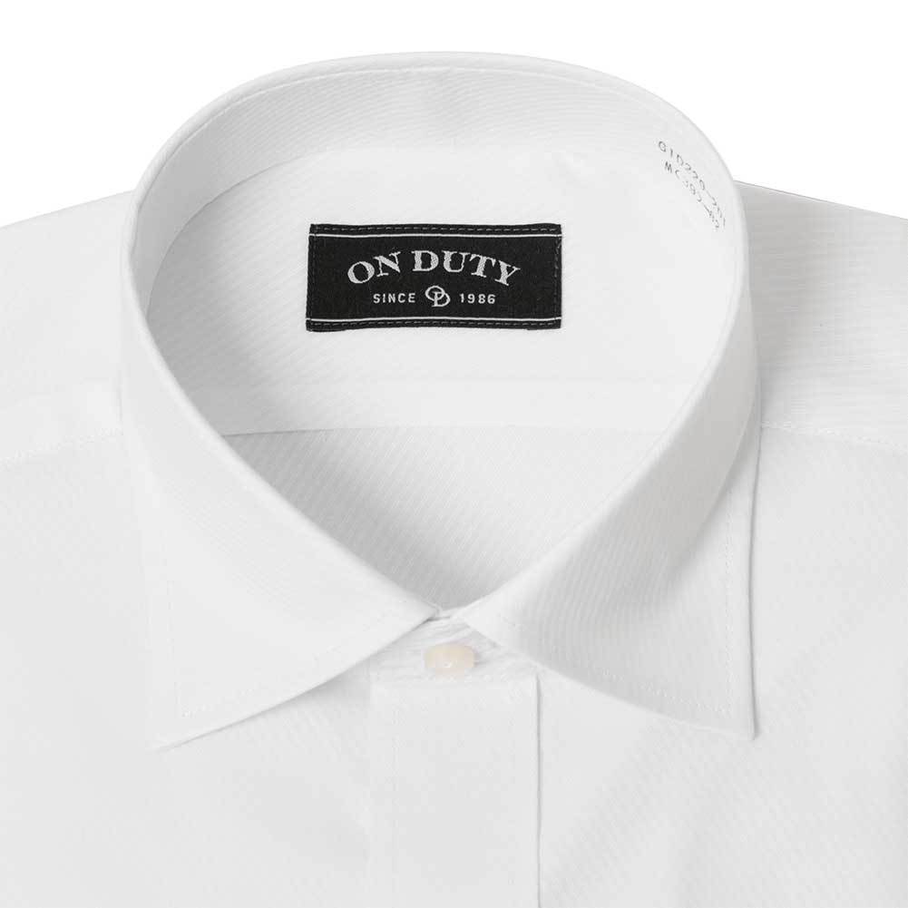 送料無料 ワイシャツ メンズ 長袖 形態安定 セミワイドカラー 白 ホワイト ドビーストライプ  ST_24FA｜ss1946｜02