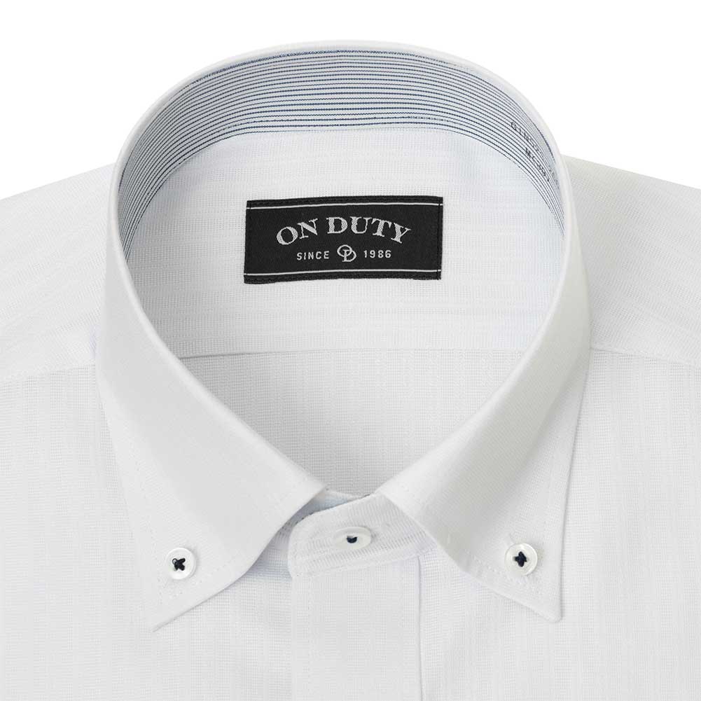 送料無料 ワイシャツ メンズ クールビズ 半袖 形態安定 接触冷感 ボタンダウン ホワイト ドビーストライプ｜ss1946｜02