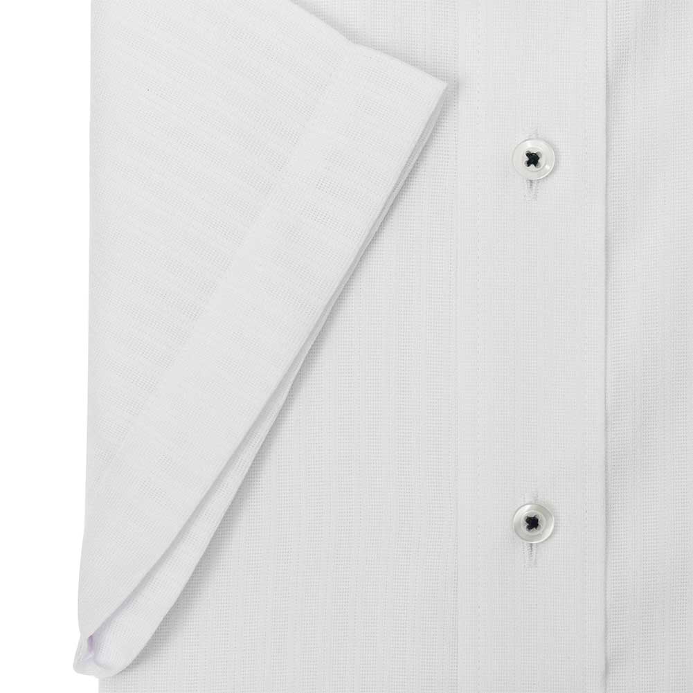 送料無料 ワイシャツ メンズ クールビズ 半袖 形態安定 接触冷感 ボタンダウン ホワイト ドビーストライプ｜ss1946｜04