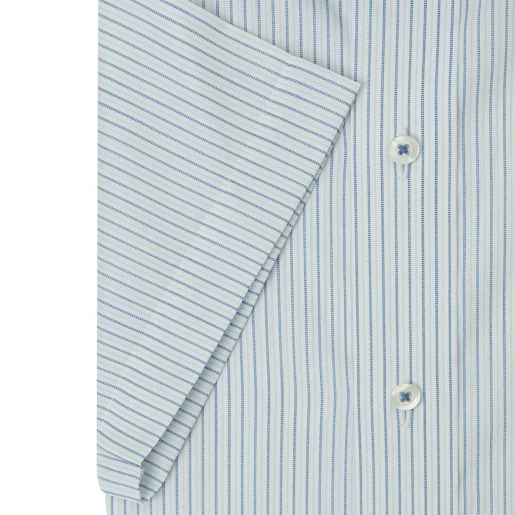 送料無料 ワイシャツ メンズ クールビズ 半袖 形態安定 接触冷感 ワイドカラー ブルー ストライプ｜ss1946｜04