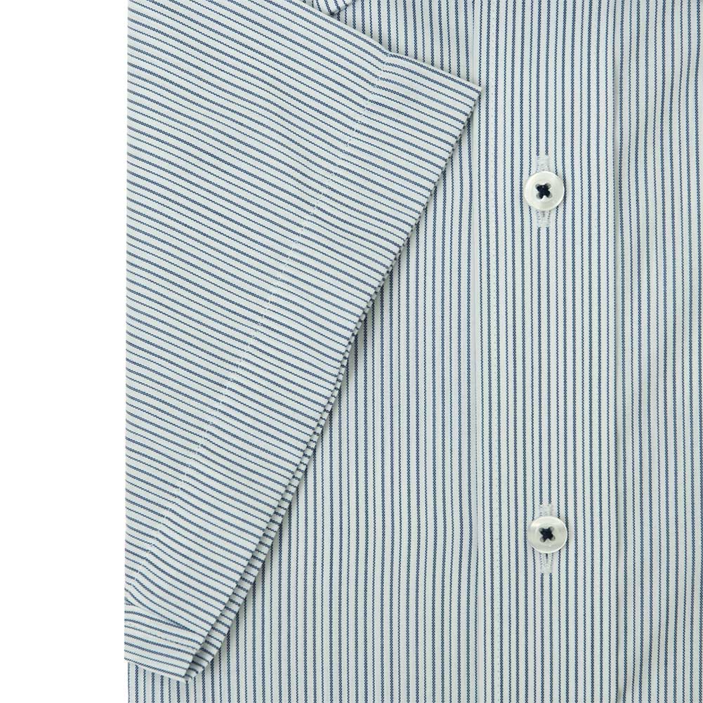 送料無料 ワイシャツ メンズ クールビズ 半袖 形態安定 接触冷感 ボタンダウン ネイビー ストライプ｜ss1946｜04