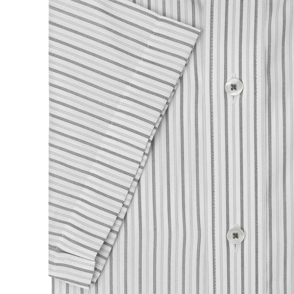 送料無料 ワイシャツ メンズ クールビズ 半袖 形態安定 接触冷感 ワイドカラー グレー ストライプ｜ss1946｜04