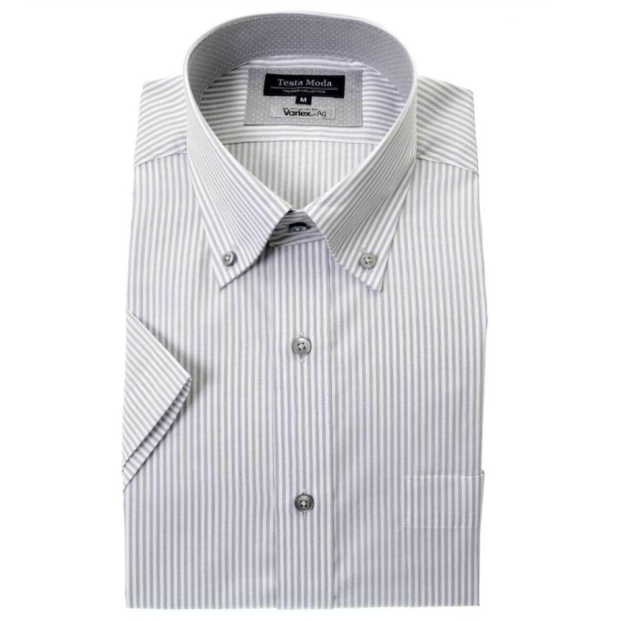 ドレスシャツ メンズ半袖スリムフィット 形態安定ワイシャツ GMN510-480 グレーYシャツ 3L,｜ss1946｜02