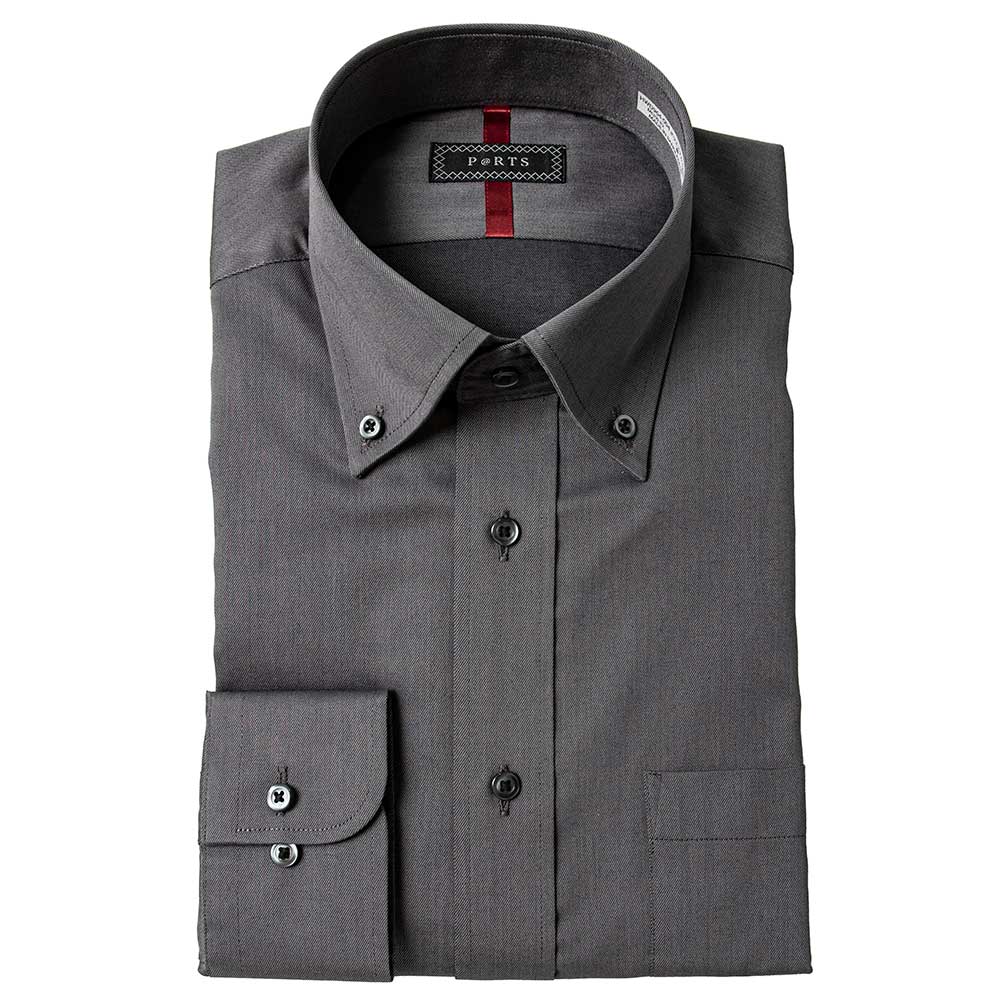 【P@RTS】 メンズ ドレスシャツ フォーマルシャツ Ｙシャツ グレー 成人式 長袖 形態安定 ソラーロ生地 標準体｜ss1946