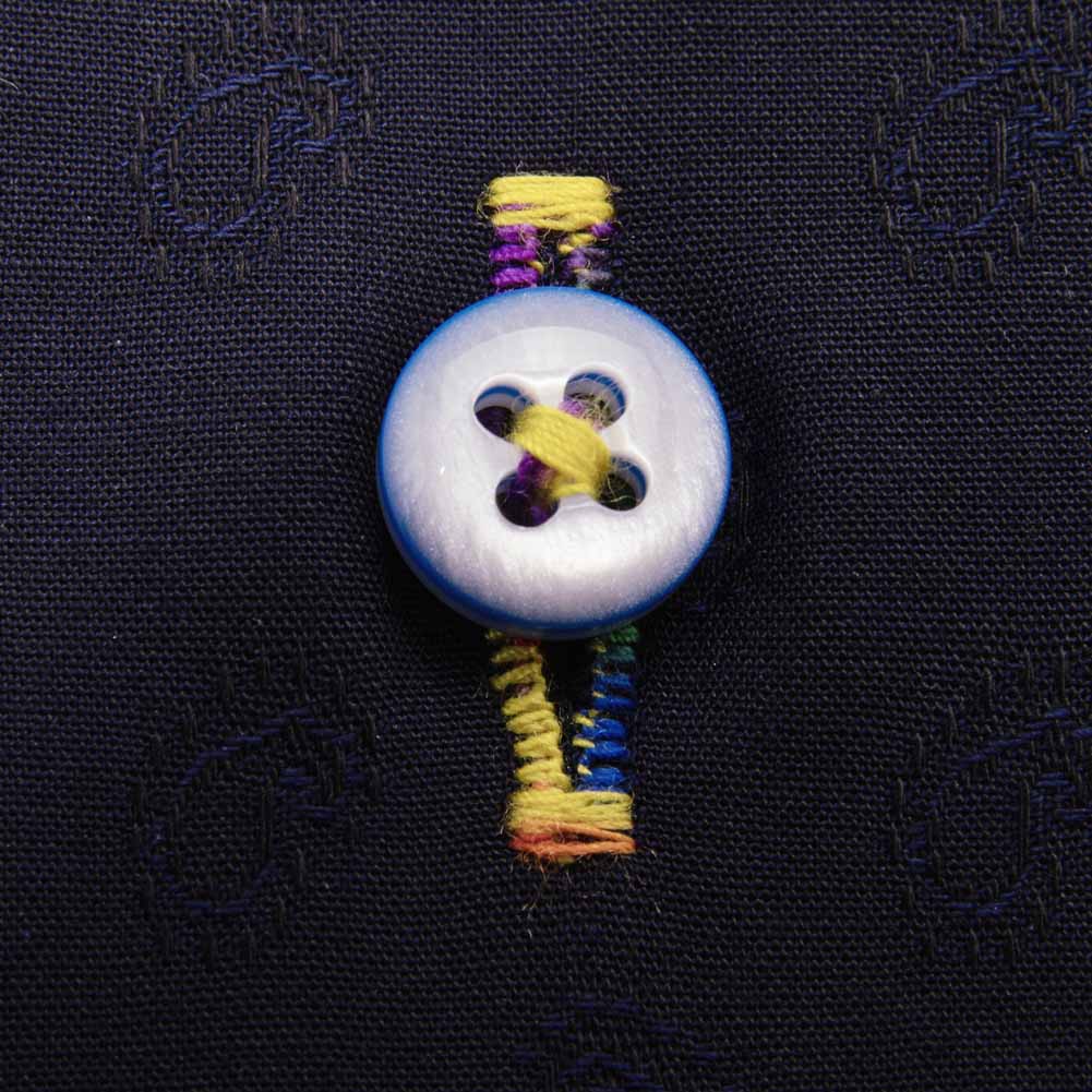 国産 長袖 綿100% ドレスシャツ レギュラーフィット ボタンダウン ネイビー ジャガード織 花柄【RLD596-255】 LOUIS&CLERK（ルイスアンドクラーク） 国産 長袖 綿100% ドレスシャツ