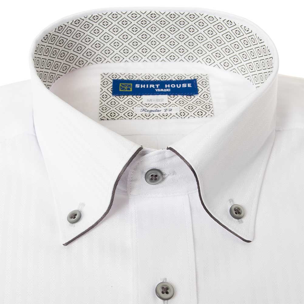 ワイシャツ 形態安定 長袖 白ドビーストライプ ホワイト ボタンダウン 標準 シャツハウス メンズ ドレスシャツ SH_24FA｜ss1946｜06