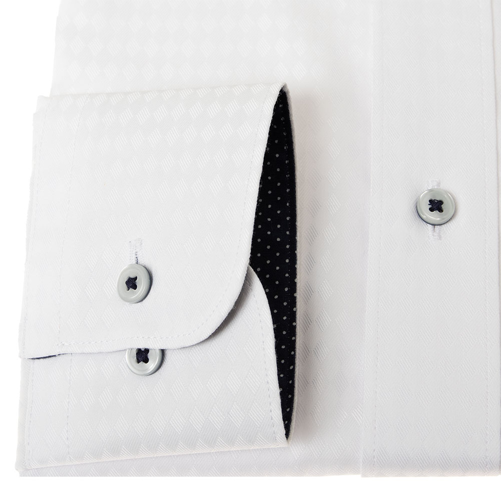 ワイシャツ 形態安定 長袖 白ドビー ホワイト ダイヤ柄 ワイドカラー 標準 シャツハウス メンズ ドレスシャツ SH_24FA｜ss1946｜08