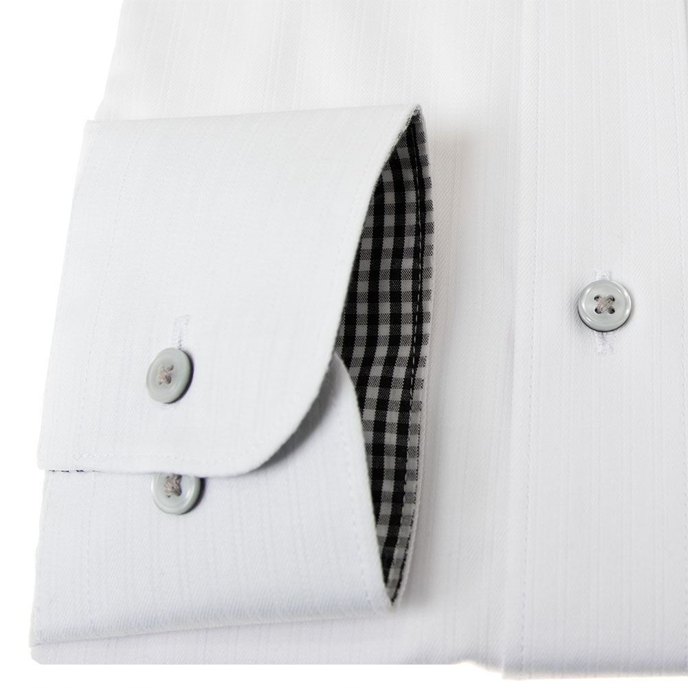 ワイシャツ 形態安定 長袖 ホワイト 白ドビーストライプ カッタウェイ 標準 シャツハウス メンズ ドレスシャツ｜ss1946｜04