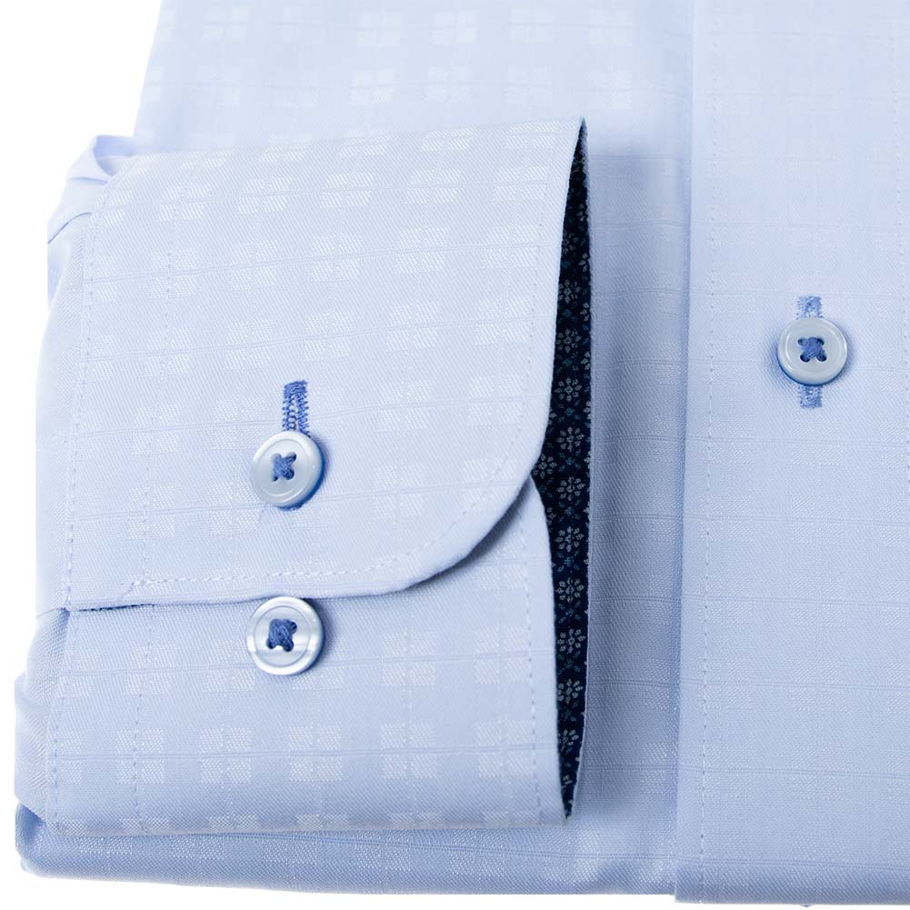 ワイシャツ 形態安定 長袖 ブルー ドビーチェック ワイドカラー 標準 シャツハウス メンズ ドレスシャツ SH_24FA｜ss1946｜04