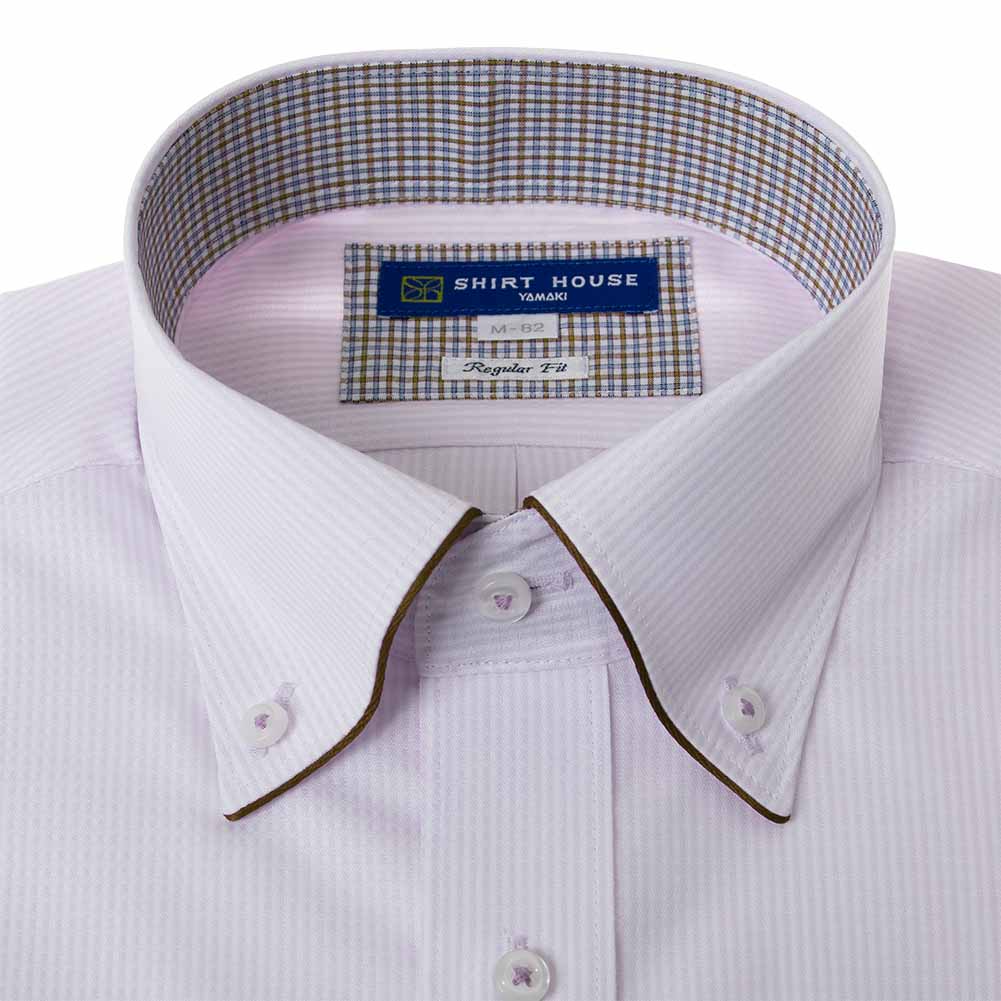 ワイシャツ 形態安定 長袖 ピンク ストライプ ボタンダウン 標準 シャツハウス メンズ ドレスシャツ  SH2404ft｜ss1946｜02
