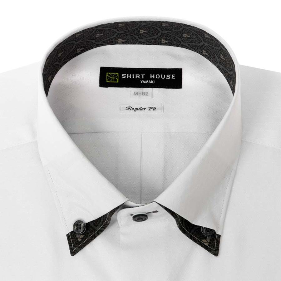 ワイシャツ 形態安定 長袖 ホワイト 白 ドビー ボタンダウン 標準 レギュラー フィット シャツハウス メンズ ドレスシャツ｜ss1946｜02