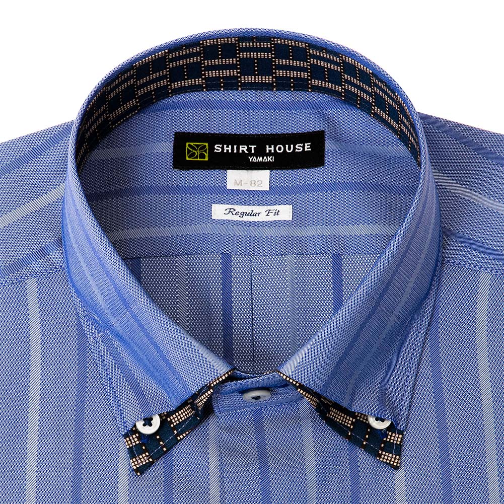 ワイシャツ 形態安定 長袖 ネイビー 紺 ボタンダウン 標準 レギュラー フィット シャツハウス メンズ ドレスシャツ  SH2404ft｜ss1946｜02