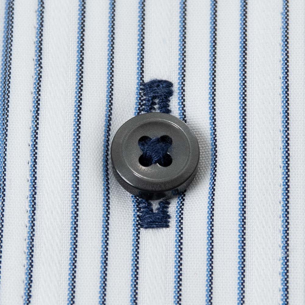 ワイシャツ 半袖 形態安定 ブルー ストライプ カッタウェイ スリム 細身 シャツハウス メンズ ドレスシャツ｜ss1946｜05
