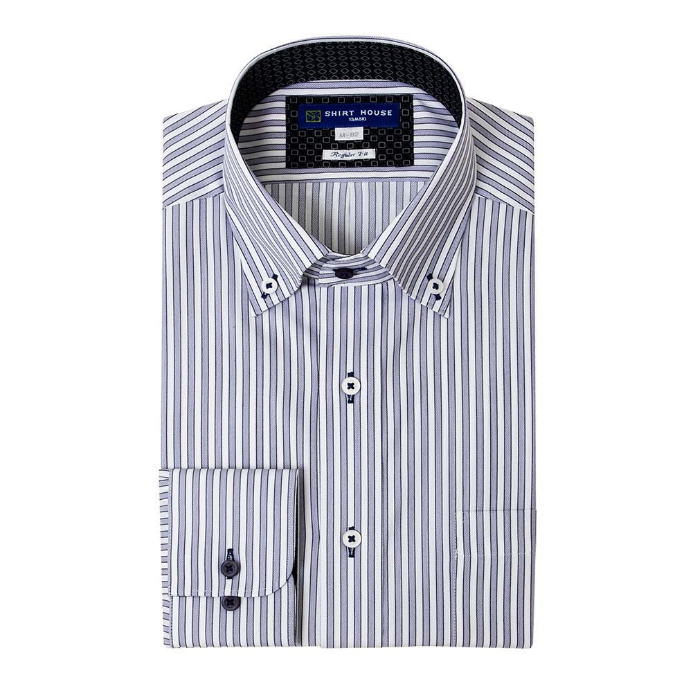 ワイシャツ 形態安定 長袖 白 ホワイト ドビー ボタンダウン 標準 シャツハウス メンズ ドレスシャツ SH_2401FS｜ss1946