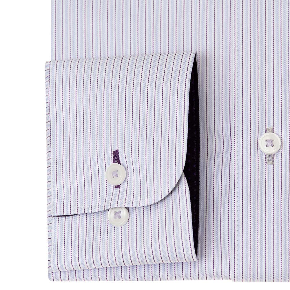 ワイシャツ 形態安定 長袖 パープル 紫 ストライプ ボタンダウン 標準 シャツハウス メンズ ドレスシャツ SH_2401FS｜ss1946｜04