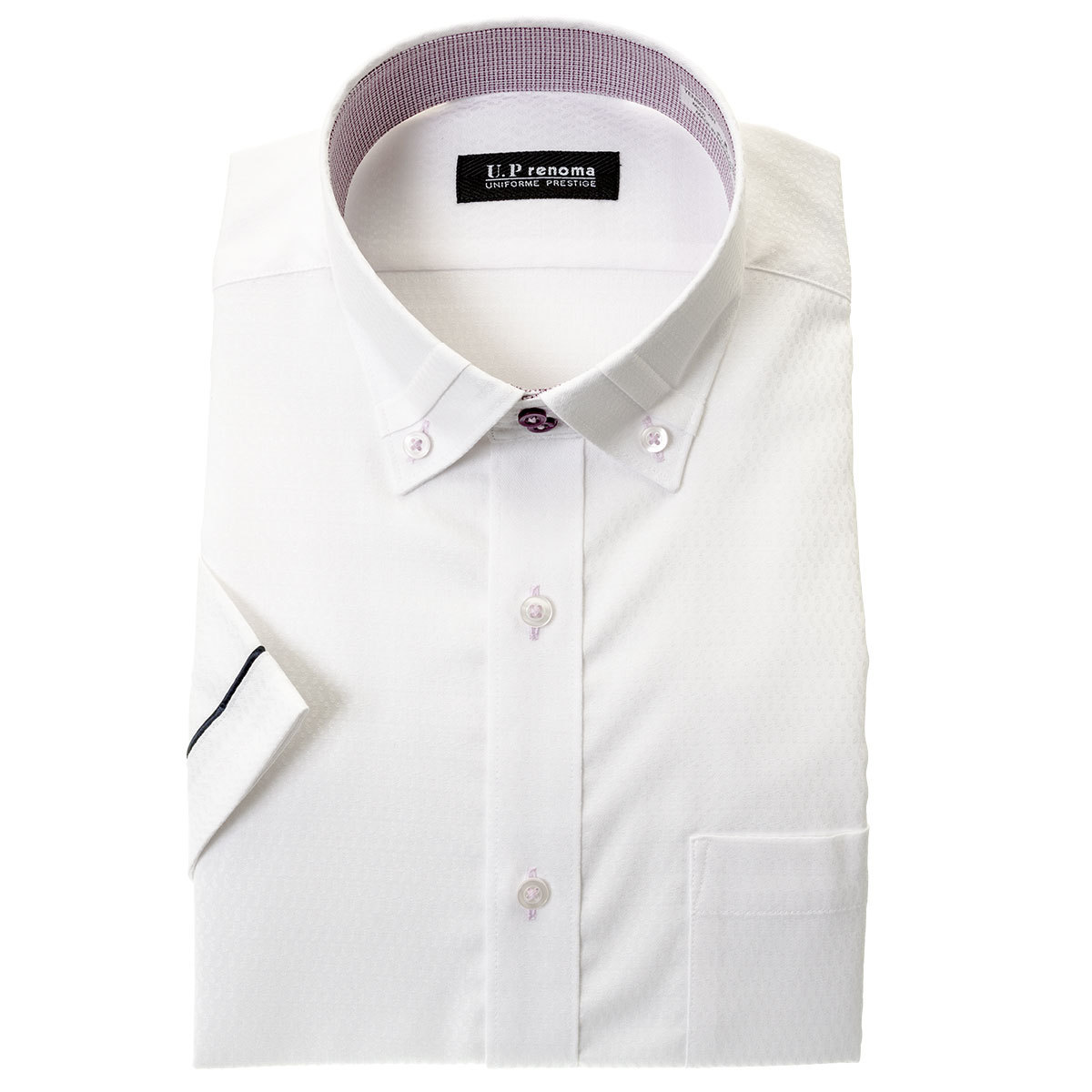 U.P renoma メンズ半袖スリムフィット 形態安定ワイシャツ ドレスシャツ ホワイト Yシャツ｜ss1946｜02