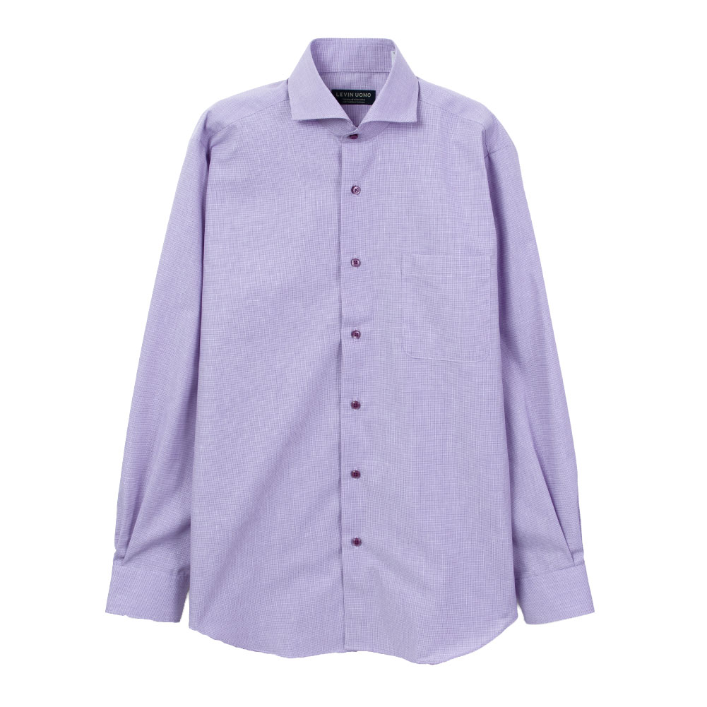 Levin UOMO ワイシャツ メンズ 長袖 形態安定 カッタウェイ パープル