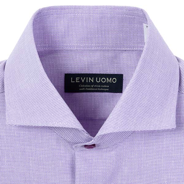 Levin UOMO ワイシャツ メンズ 長袖 形態安定 カッタウェイ パープル