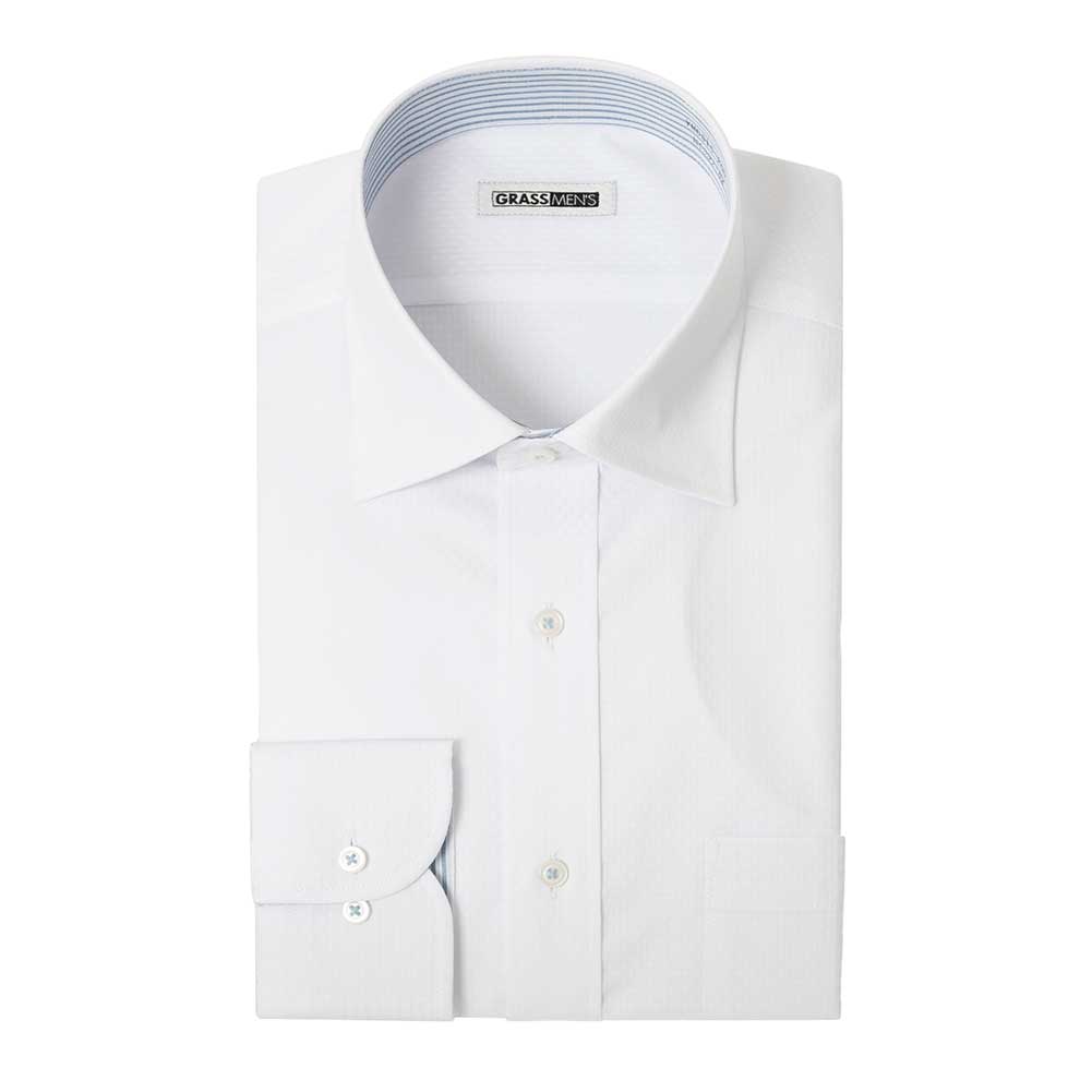 長袖 形態安定 メンズ ワイシャツ セミワイド 白 ホワイト ドビー ST_24FA カッターシャツ...