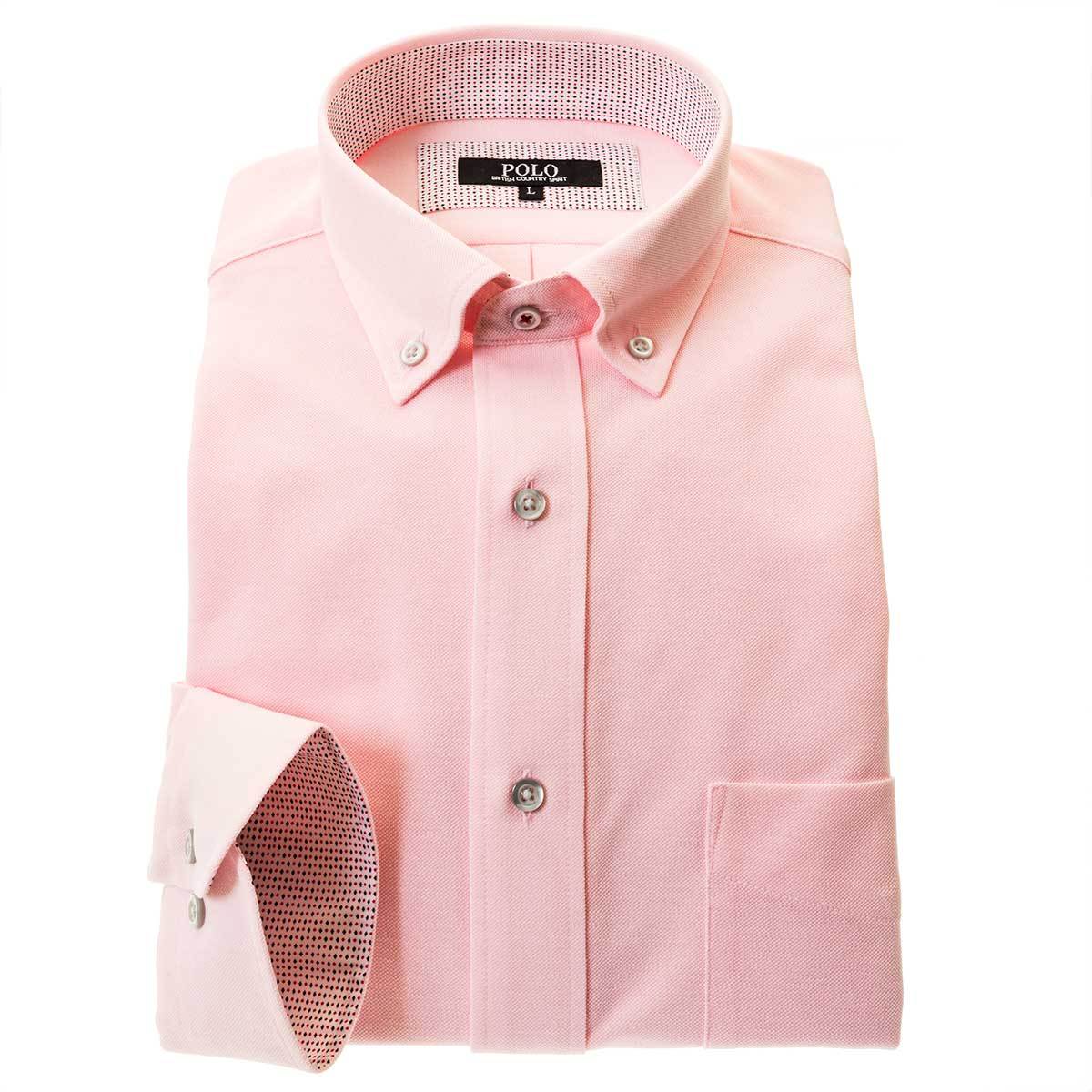 ドレスシャツ メンズ長袖Yシャツ イージーケアワイシャツ YPW330-710 ピンク M82, L...