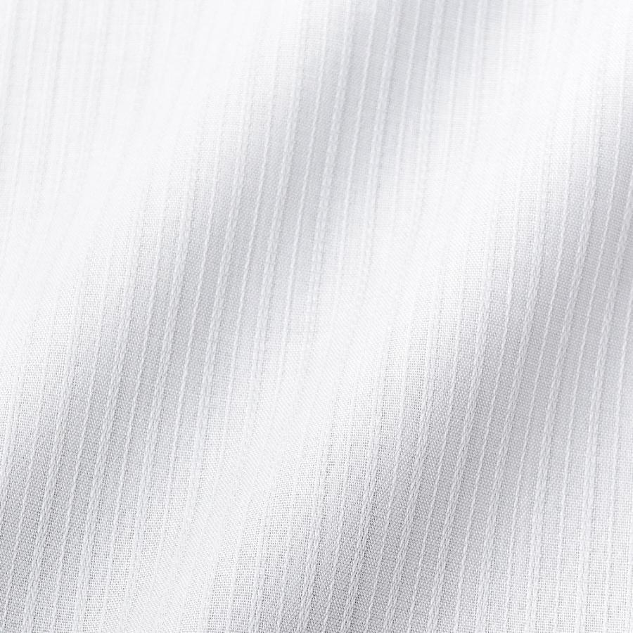 ELLE HOMME 長袖 ワイシャツ メンズ 形態安定加工  ゆったり 白ドビーストライプ レギュラーカラー 綿 ポリエステル｜ss1946｜03