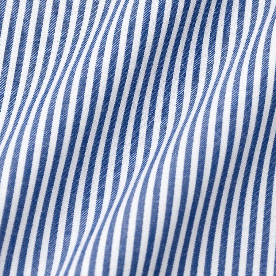 ELLE HOMME 長袖 ワイシャツ メンズ 形態安定加工  ゆったり ネイビーロンドンストライプ レギュラーカラー 綿 ポリエ｜ss1946｜03