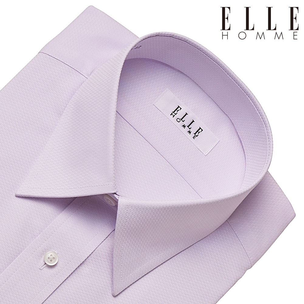 ELLE HOMME ワイシャツ メンズ 長袖 形態安定加工  ゆったり  ピンク ラベンダー ドビー レギュラーカラー｜ss1946｜02