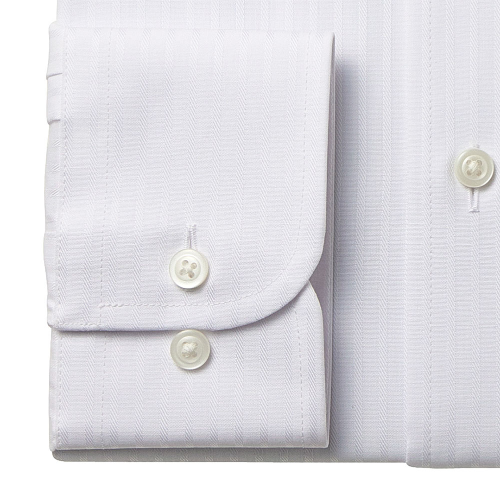 ELLE HOMME ワイシャツ メンズ 長袖 形態安定加工  ゆったり 白ドビー ホワイト ストライプ ボタンダウン｜ss1946｜04