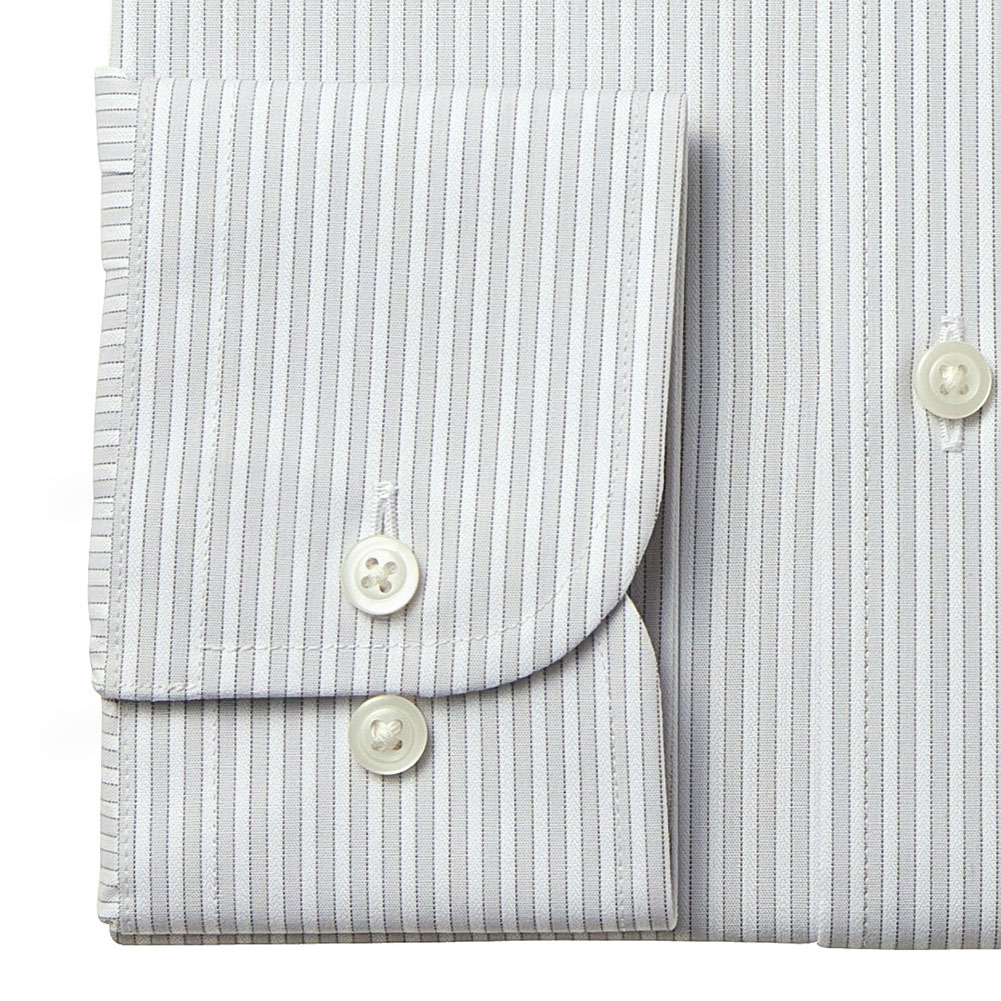 ELLE HOMME ワイシャツ メンズ 長袖 形態安定加工  ゆったり グレー ストライプ ボタンダウン｜ss1946｜04
