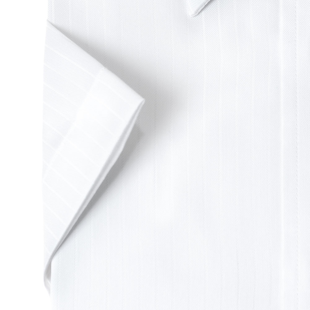 ELLE HOMME  COOLMAX 半袖 ワイシャツ メンズ 夏 形態安定 ゆったり 白ドビー ストライプ レギュラーカラー CH_2401FS｜ss1946｜08