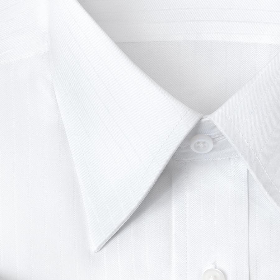 ELLE HOMME  COOLMAX 半袖 ワイシャツ メンズ 夏 形態安定 ゆったり 白ドビー ストライプ レギュラーカラー CH_2401FS｜ss1946｜09
