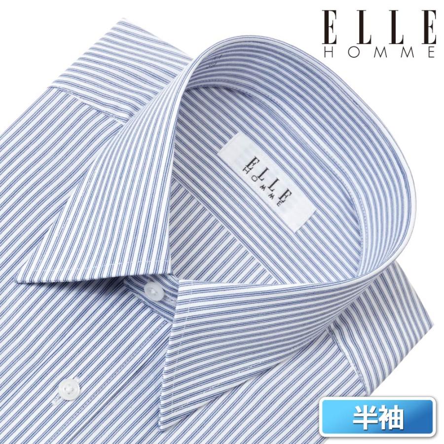 ELLE HOMME  COOLMAX 半袖 ワイシャツ メンズ 夏 形態安定 ゆったり  ストライプ レギュラーカラーシャツ 綿100％ CH_2401FS｜ss1946｜06