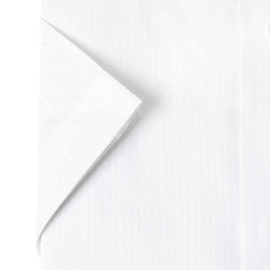 ELLE HOMME  COOLMAX 半袖 ワイシャツ メンズ 夏 形態安定 ゆったり 白ドビー ストライプ レギュラーカラーシ CH_2401FS｜ss1946｜08