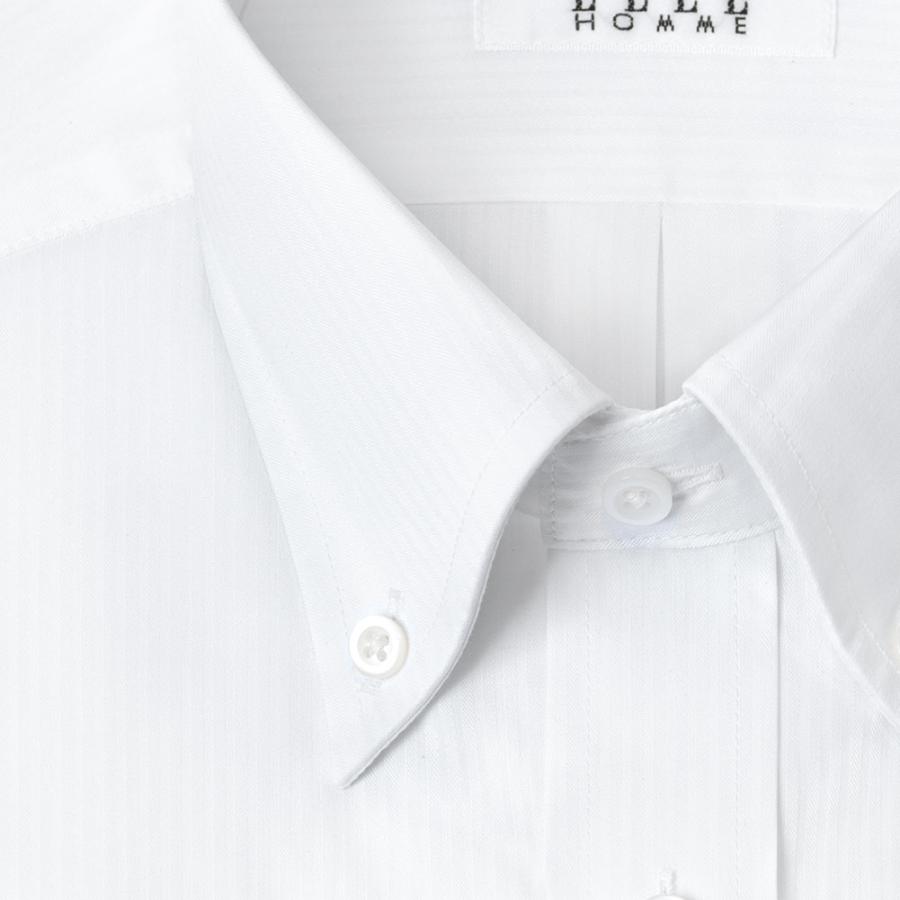 ELLE HOMME  COOLMAX 半袖 ワイシャツ メンズ 夏 形態安定 ゆったり 白ドビー ストライプ レギュラーカラーシ CH_2401FS｜ss1946｜09
