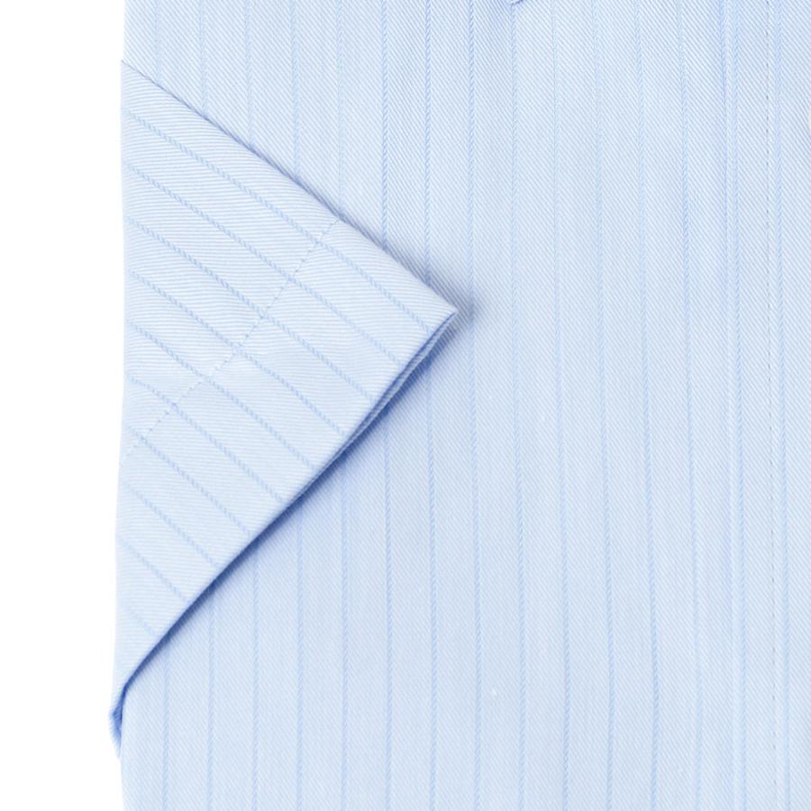 ELLE HOMME  COOLMAX 半袖 ワイシャツ メンズ 夏 形態安定 ゆったり  ドビー ストライプ ボタンダウン シャ CH_2401FS｜ss1946｜08