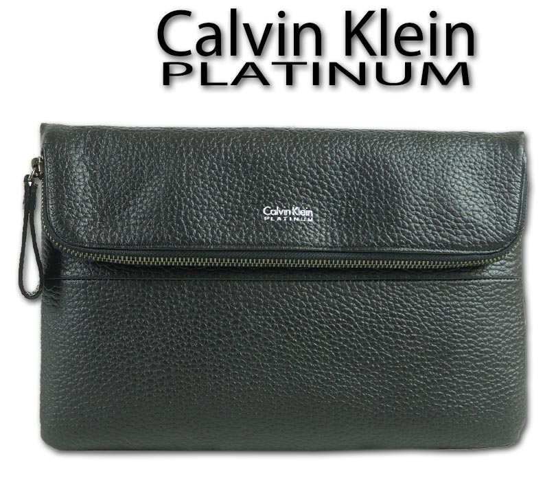 最も完璧な カルバンクラインプラティナム Calvin Klein PLATINUM シュリンクレザー クラッチバッグ デュオ メンズ ブラック 黒  セカンドバッグ 定価25 300円 日本製 ask-koumuin.com