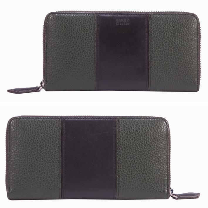 TAKEO KIKUCHI タケオキクチ 牛革 ラインブロッキング ラウンド